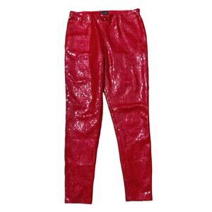 WAREHOUSE x Ashish Red Sequin Pants Womens Size 10 Party Statement